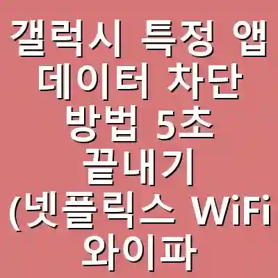 갤럭시 특정 앱 데이터 차단 방법 5초 끝내기 (넷플릭스 WiFi 와이파이에서만 사용 설정)