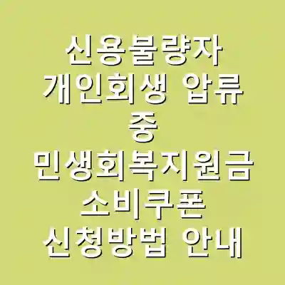신용불량자 개인회생 압류 중 민생회복지원금 소비쿠폰 신청방법 안내