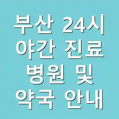 부산 24시 야간 진료 병원 및 약국 안내