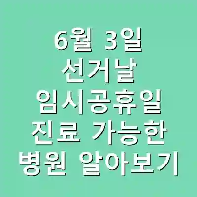 6월 3일 선거날 임시공휴일 진료 가능한 병원 알아보기