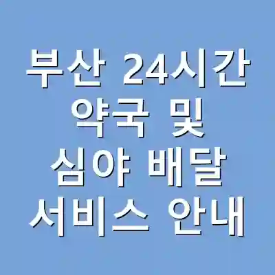 부산 24시간 약국 및 심야 배달 서비스 안내