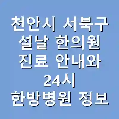 천안시 서북구 설날 한의원 진료 안내와 24시 한방병원 정보