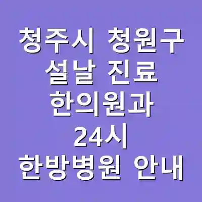 청주시 청원구 설날 진료 한의원과 24시 한방병원 안내
