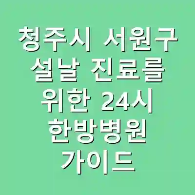 청주시 서원구 설날 진료를 위한 24시 한방병원 가이드