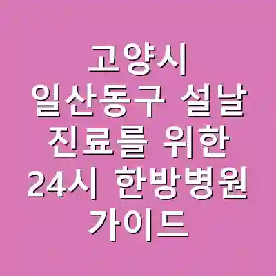 고양시 일산동구 설날 진료를 위한 24시 한방병원 가이드