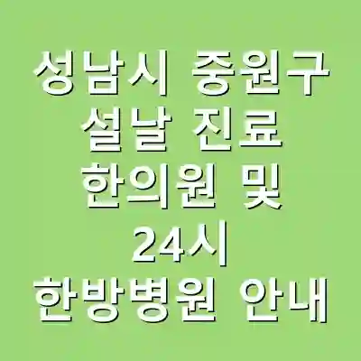 성남시 중원구 설날 진료 한의원 및 24시 한방병원 안내