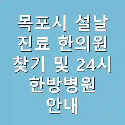 목포시 설날 진료 한의원 찾기 및 24시 한방병원 안내