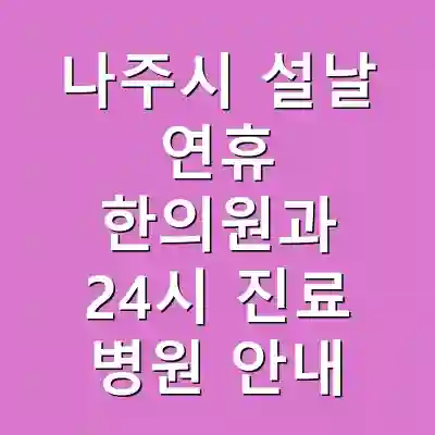 나주시 설날 연휴 한의원과 24시 진료 병원 안내