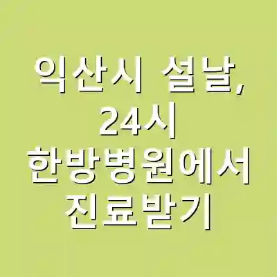 익산시 설날, 24시 한방병원에서 진료받기