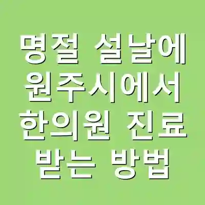명절 설날에 원주시에서 한의원 진료 받는 방법