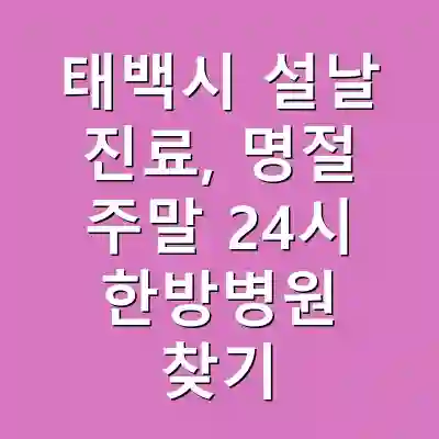 태백시 설날 진료, 명절 주말 24시 한방병원 찾기