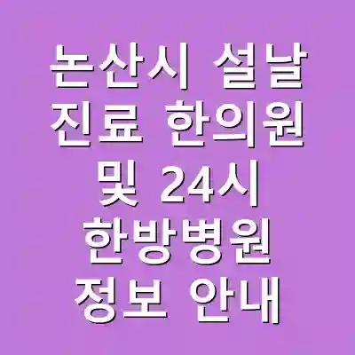 논산시 설날 진료 한의원 및 24시 한방병원 정보 안내