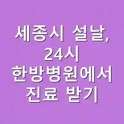 세종시 설날, 24시 한방병원에서 진료 받기