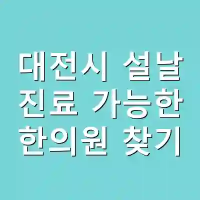 대전시 설날 진료 가능한 한의원 찾기
