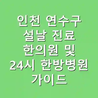 인천 연수구 설날 진료 한의원 및 24시 한방병원 가이드