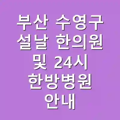 부산 수영구 설날 한의원 및 24시 한방병원 안내