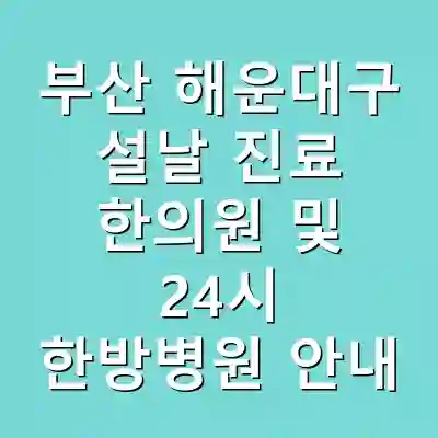 부산 해운대구 설날 진료 한의원 및 24시 한방병원 안내