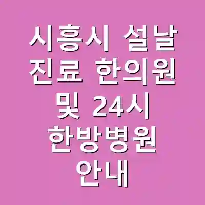 시흥시 설날 진료 한의원 및 24시 한방병원 안내
