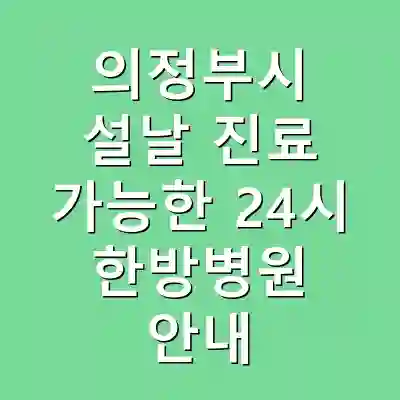 의정부시 설날 진료 가능한 24시 한방병원 안내
