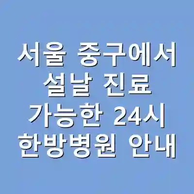 서울 중구에서 설날 진료 가능한 24시 한방병원 안내