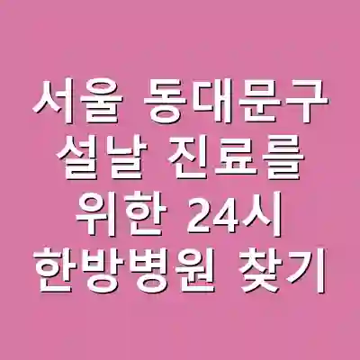 서울 동대문구 설날 진료를 위한 24시 한방병원 찾기