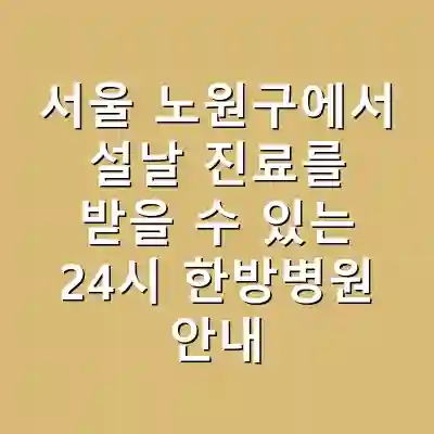 서울 노원구에서 설날 진료를 받을 수 있는 24시 한방병원 안내