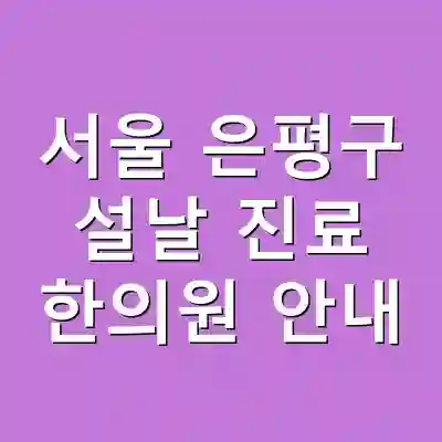 서울 은평구 설날 진료 한의원 안내