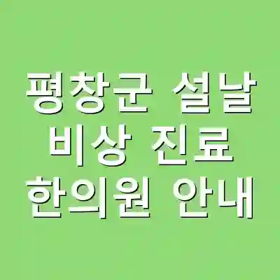 평창군 설날 비상 진료 한의원 안내