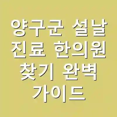 양구군 설날 진료 한의원 찾기 완벽 가이드