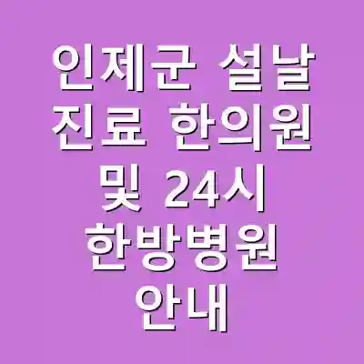 인제군 설날 진료 한의원 및 24시 한방병원 안내