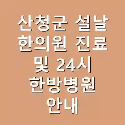 산청군 설날 한의원 진료 및 24시 한방병원 안내