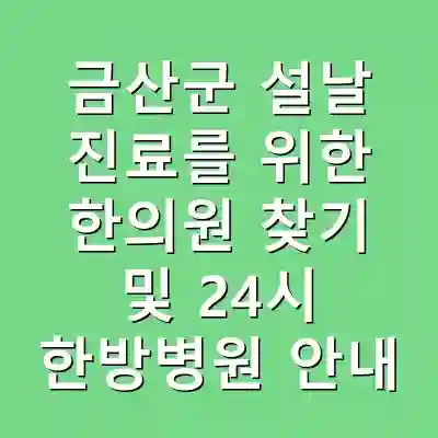 금산군 설날 진료를 위한 한의원 찾기 및 24시 한방병원 안내