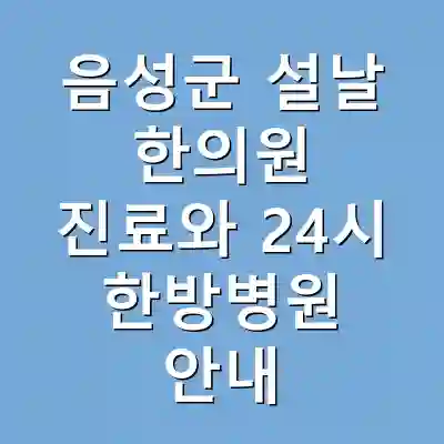음성군 설날 한의원 진료와 24시 한방병원 안내