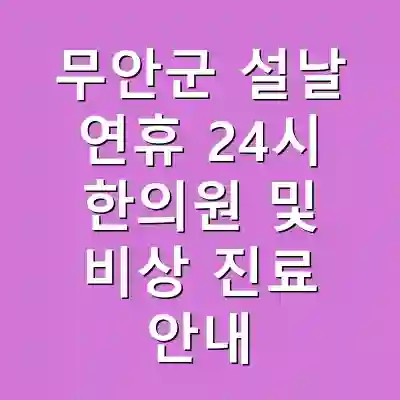 무안군 설날 연휴 24시 한의원 및 비상 진료 안내