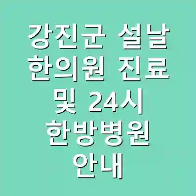 강진군 설날 한의원 진료 및 24시 한방병원 안내