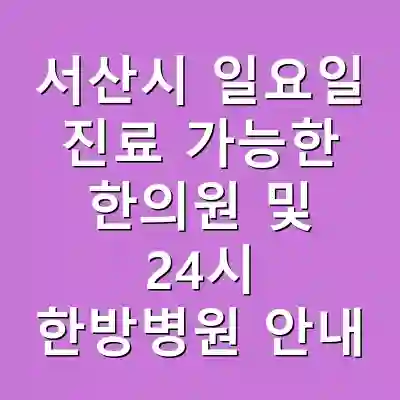 서산시 일요일 진료 가능한 한의원 및 24시 한방병원 안내
