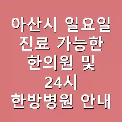 아산시 일요일 진료 가능한 한의원 및 24시 한방병원 안내