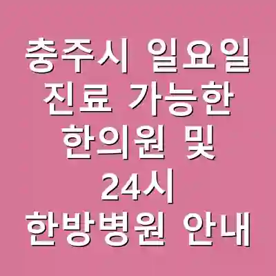 충주시 일요일 진료 가능한 한의원 및 24시 한방병원 안내