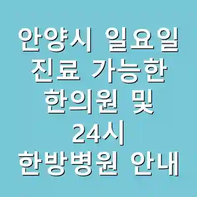 안양시 일요일 진료 가능한 한의원 및 24시 한방병원 안내