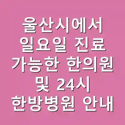 울산시에서 일요일 진료 가능한 한의원 및 24시 한방병원 안내
