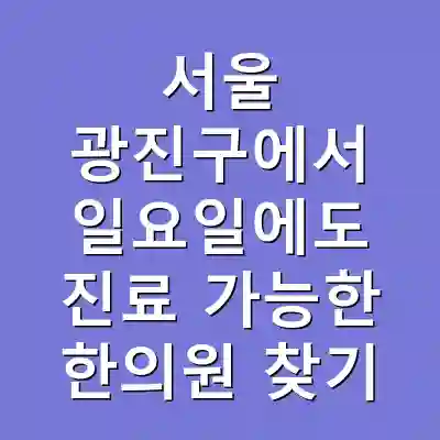서울 광진구에서 일요일에도 진료 가능한 한의원 찾기