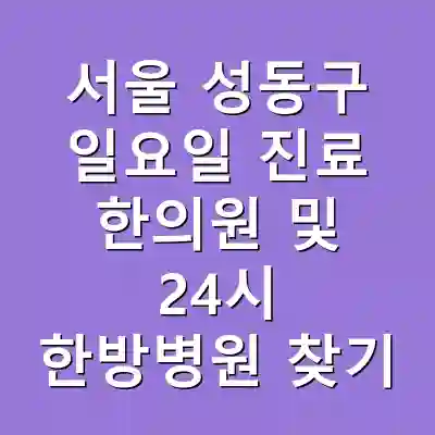 서울 성동구 일요일 진료 한의원 및 24시 한방병원 찾기