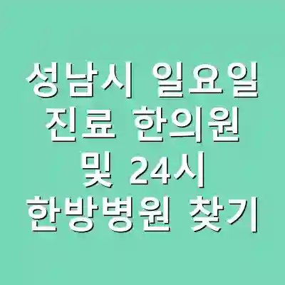 성남시 일요일 진료 한의원 및 24시 한방병원 찾기