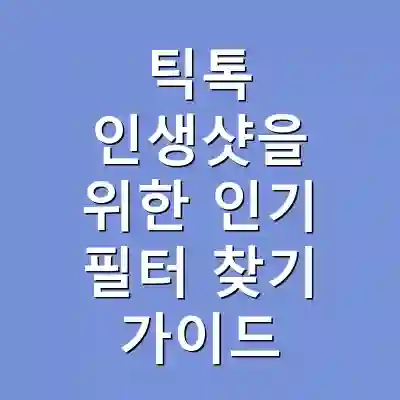 틱톡 인생샷을 위한 인기 필터 찾기 가이드