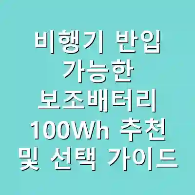 비행기 반입 가능한 보조배터리 100Wh 추천 및 선택 가이드