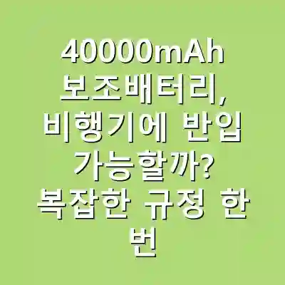 40000mAh 보조배터리, 비행기에 반입 가능할까? 복잡한 규정 한 번에 정리하기
